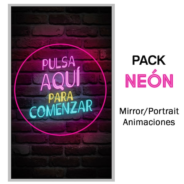 Pack Neón Animaciones para Espejo Mágico, Fotomatón, Cabina de fotos