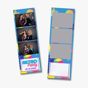 Retro 80&#39;s Party Photo Booth Template. 80s PhotoBoothStrip 2&quot;x6&quot;. photo booth template