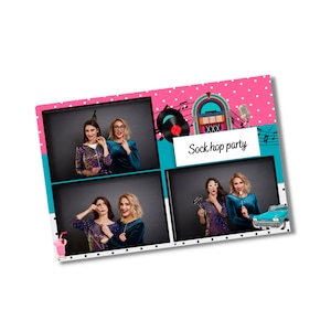 Sock hop Photo Booth Template. Sock hop PhotoBoothStrip 4"x6". Photobooth Template