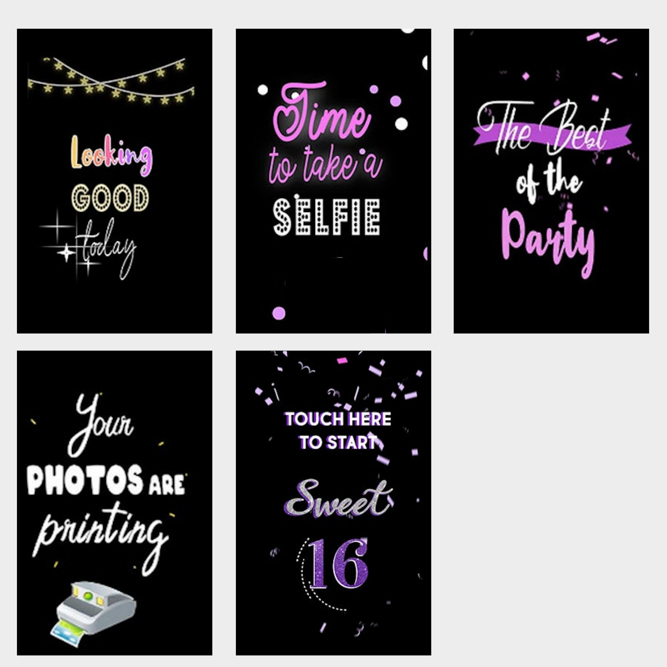 Art & Collectibles Sweet 16 Start Screen Mirror Photo booth Animations