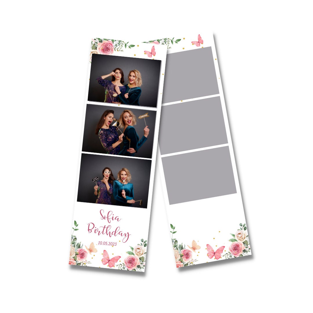 Butterfly Photo Booth Template 2"x6". Photoboothstrips. Photo booth overlay wedding, birthday, party