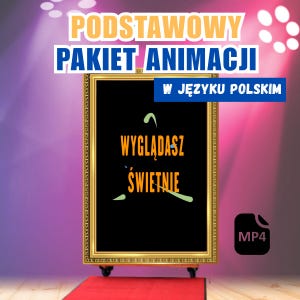 Podstawowe Animacje do Magicznego Lustra| Essentials Wedding, Party Animation Pack to Mirror Photo Booth| Polish
