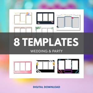 8 Mirror Booth Template Pack. Digital File. Wedding Party Photo Booth, Mirror booth, Selfie booth, ipad booth