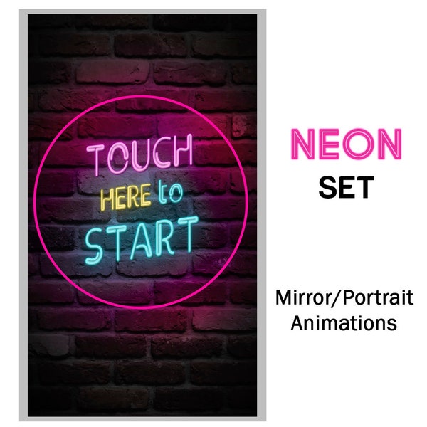 Neon-Set Magic Mirror-Animationen. Neon-Set Photobooth Mirror Booth-Animationen.