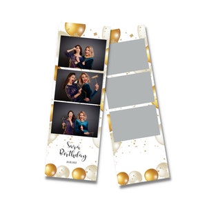 White balloons Photo Booth Template Birthday 2&quot;x6&quot;.  Photoboothstrips balloons