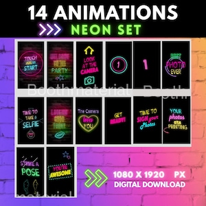 Neon Set Magic Mirror Animations.  Neon set Photobooth Mirror Booth animations.