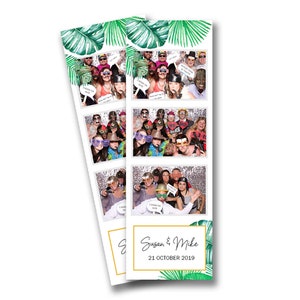 Palm Paradise Wedding Photo Strip Template 2&quot;x6&quot;.  Tropical wedding photoboothstrip. photo booth template