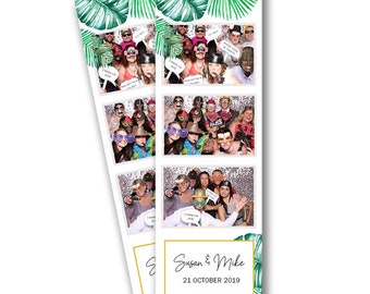Palm Paradise Wedding Photo Strip Template 2&quot;x6&quot;.  Tropical wedding photoboothstrip. photo booth template