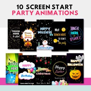 10 Start Screen Party Animations Photo Booth Set . Mirror Photo Booth, Selfie booth, iPad booth