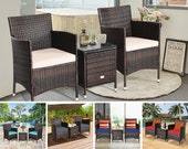 3 Piece Patio Furniture Set Outdoor Wicker Rattan Bistro Set Multiple Variations