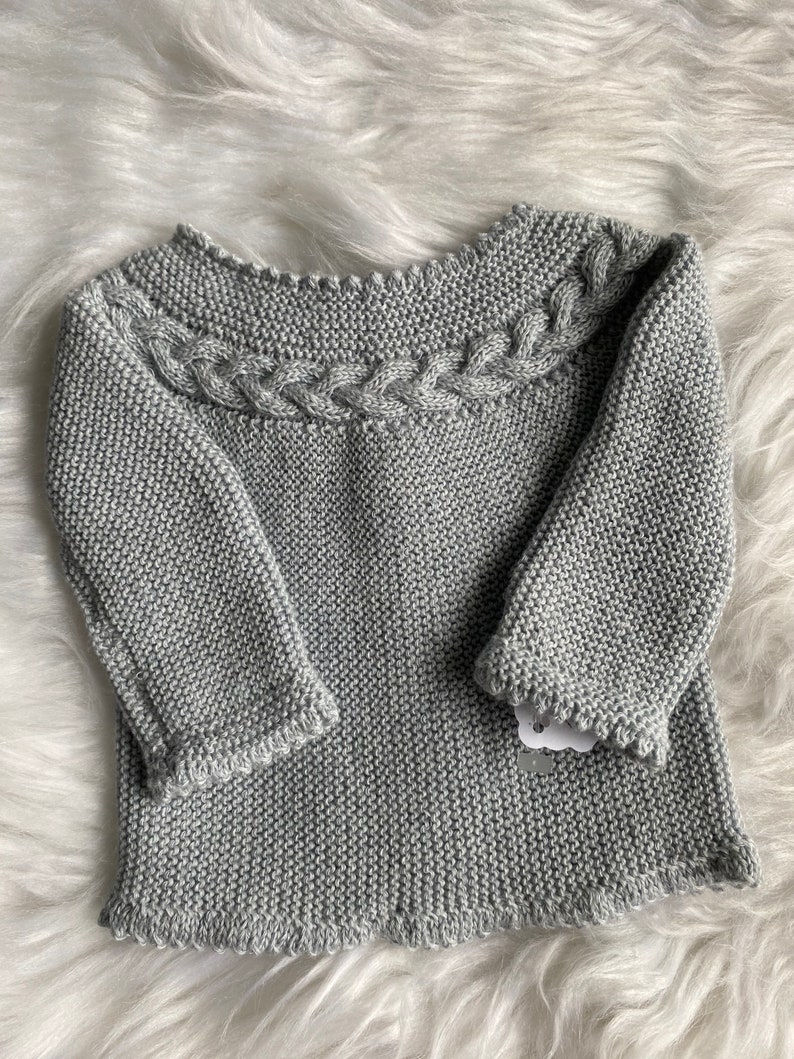 neutral color preemie baby knitwear sweater baby clothes gift Light gray home baby sweater handmade baby clothes 0-1 month unisex