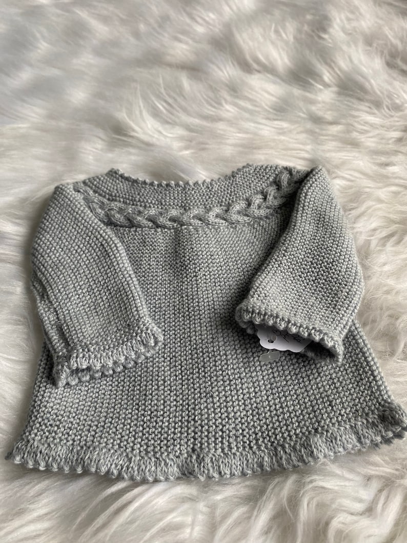 neutral color preemie baby knitwear sweater baby clothes gift Light gray home baby sweater handmade baby clothes 0-1 month unisex