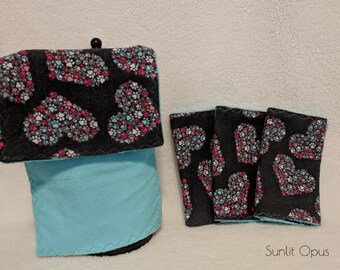 Heart Paw Cluster Baby Burp Cloths