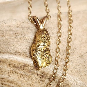 Vintage 20k Gold Nugget Pendant on 14k Link Chain - 14.5" - 2.7 Grams (GN-001)