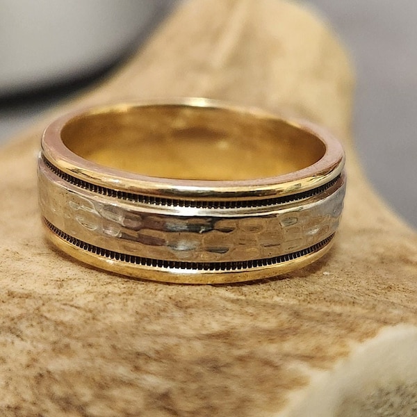 Vintage 14k Bi-Colored Gold Men's Wedding Band - 10.1 grams, Size 10