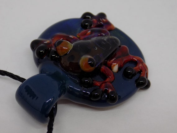 Hand-blown Glass Frog Pendant Necklace COMPLETELY… - image 5