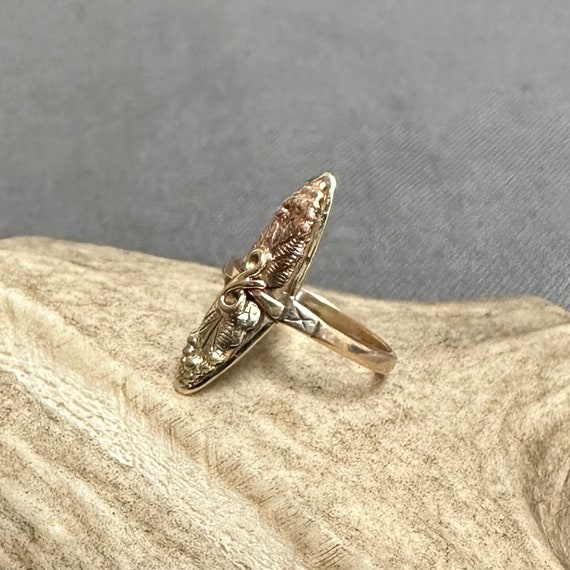 Vintage 10k Midi Ring Black Hills Gold Style Leaf… - image 2