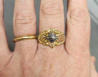 Harley Davidson Logo Sterling Silver 925 10k Gold MOD Ring