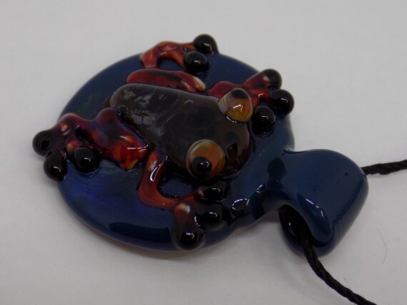 Hand-blown Glass Frog Pendant Necklace COMPLETELY… - image 4