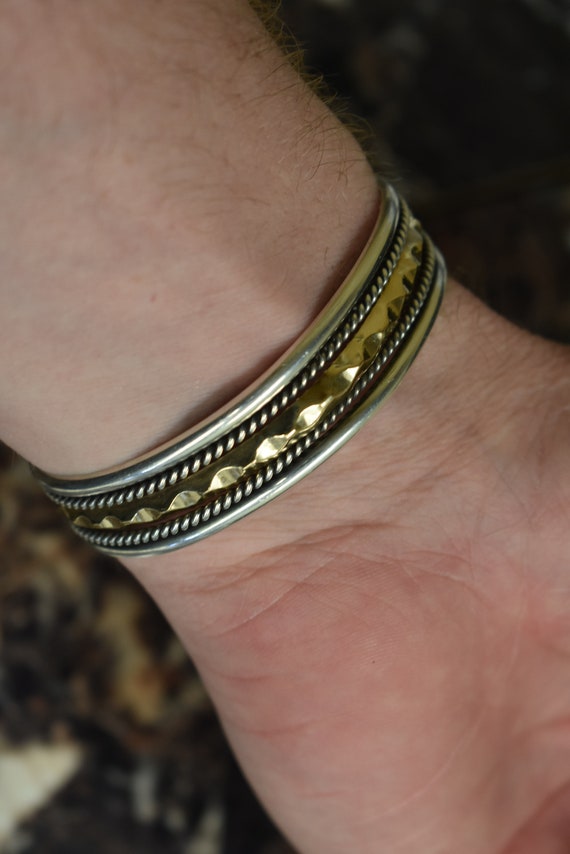 Sterling & Gold Filled  Ladies Cuff Bracelet  6 in