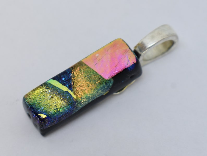 Custom Sterling Hand-blown Glass Pendant /& Iridescent Colors .925 Silver Used Good Condition Vintage Handmade Unisex Glass-made Jewelry
