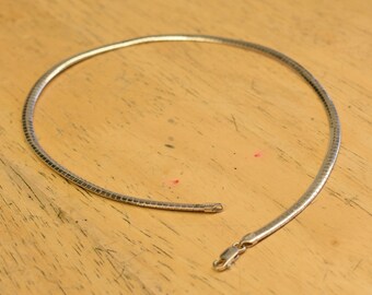 Omega Style Link Sterling Silver Choker Necklace. Used Good Condition Ladies Fine Jewelry.