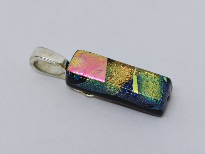 Custom Sterling Hand-blown Glass Pendant /& Iridescent Colors .925 Silver Used Good Condition Vintage Handmade Unisex Glass-made Jewelry