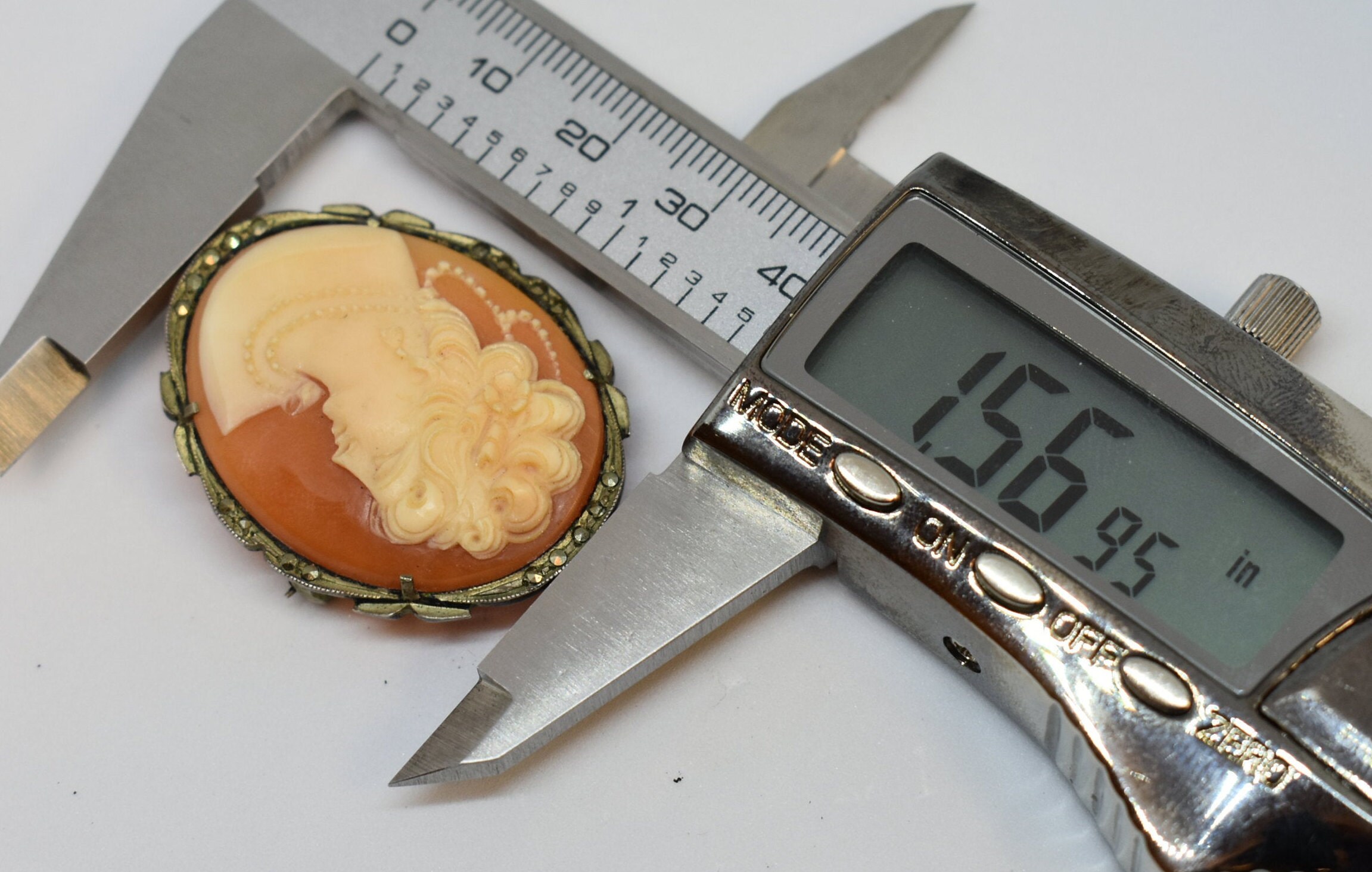 Vintage 800 Silver Carved Shell Cameo Pin Pendant