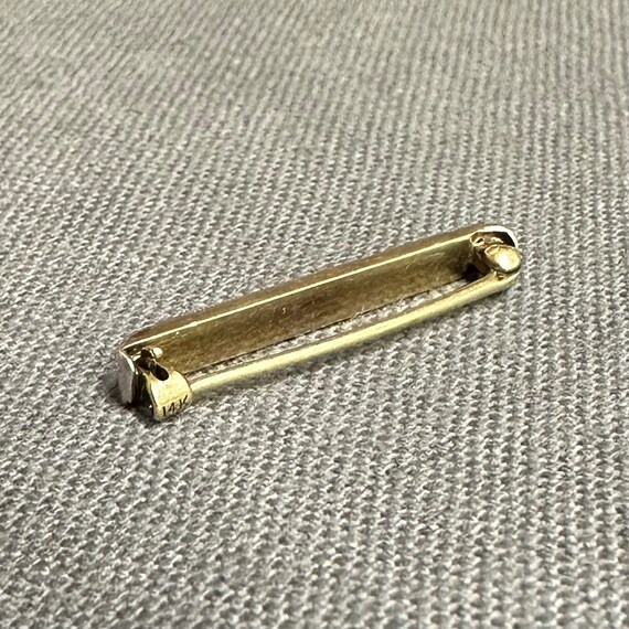 Vintage 14k Gold Pearl Brooch Pin 12 Prong Set Ro… - image 6