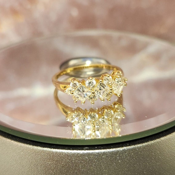 Stunning 14K Gold Multi CZ Ring, Size 11 - Elegant