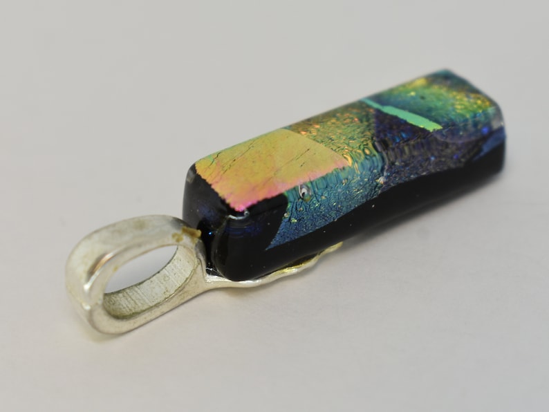 Custom Sterling Hand-blown Glass Pendant /& Iridescent Colors .925 Silver Used Good Condition Vintage Handmade Unisex Glass-made Jewelry