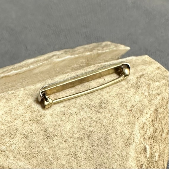 Vintage 14k Gold Pearl Brooch Pin 12 Prong Set Ro… - image 4