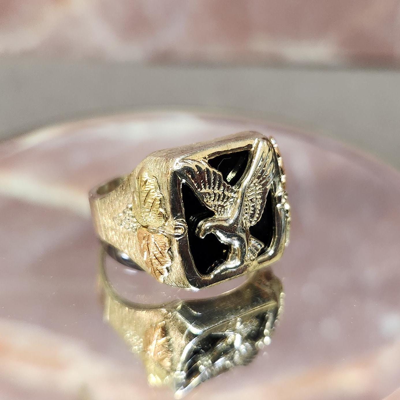 Black Hills Gold Onyx Rings - Etsy