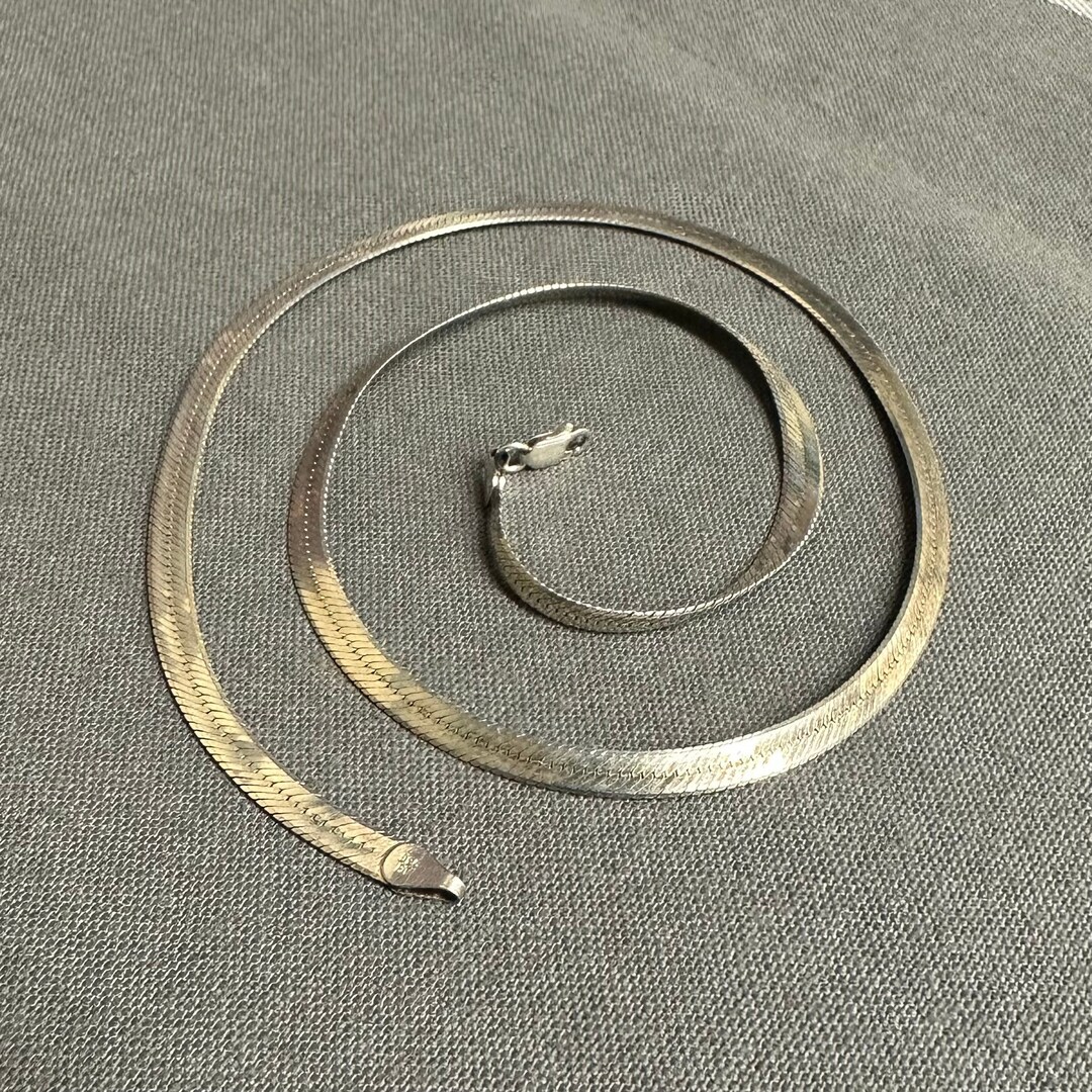 Sterling Herringbone Chain Necklace W/ Hinged Clip Clasp Etsy