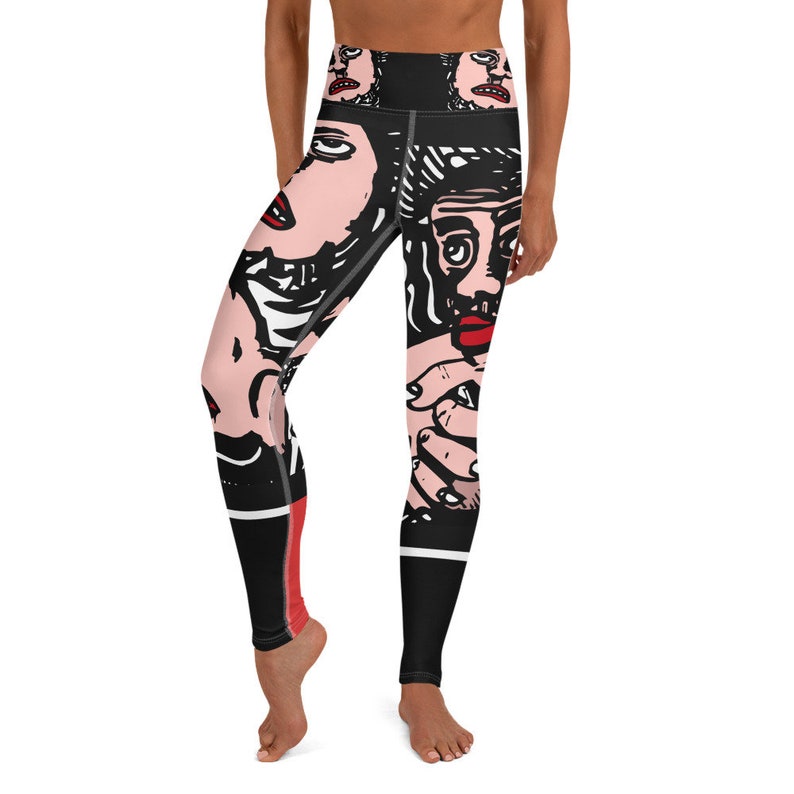 Leggings with big hands drawing