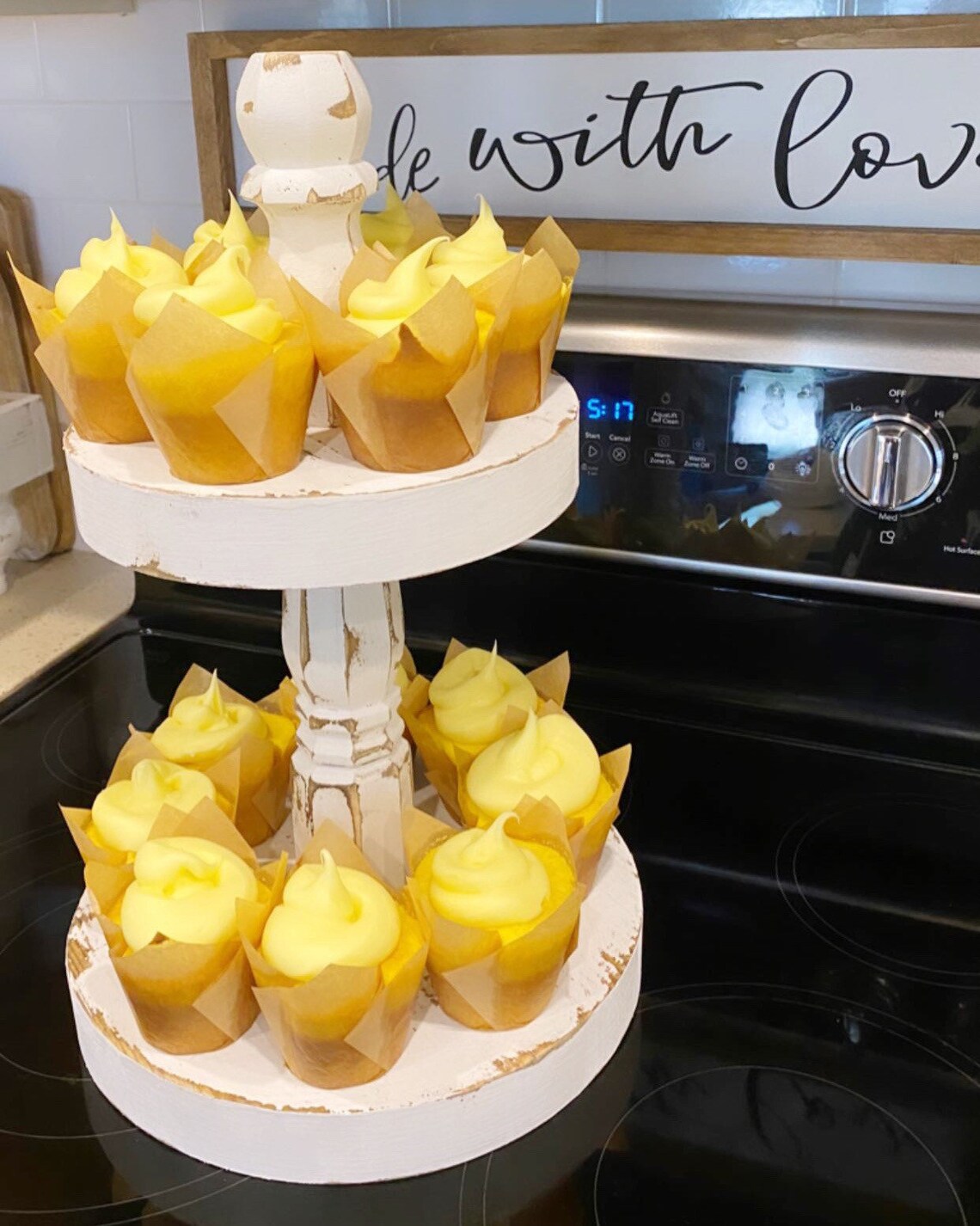 Two Tiered Tray White Distressed Tray Gift Cupcake Holder Etsy