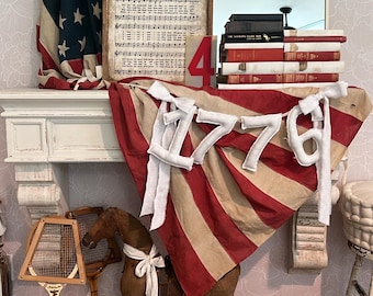 1776 garland, patriotic garland, America garland, patriotic decor, number banner, stuffed garland, gift, PREORDER