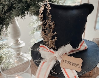 Large black snowman hat , Frosty’s hat, Christmas decor, primitive Christmas decor, winter decor, gift, PREORDER