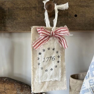 1776 fabric tag, patriotic decor, Americana decor, gift, PREORDER