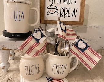 Red white & brew coffee sign,  coffee sign, patriotic sign, coffee bar sign
