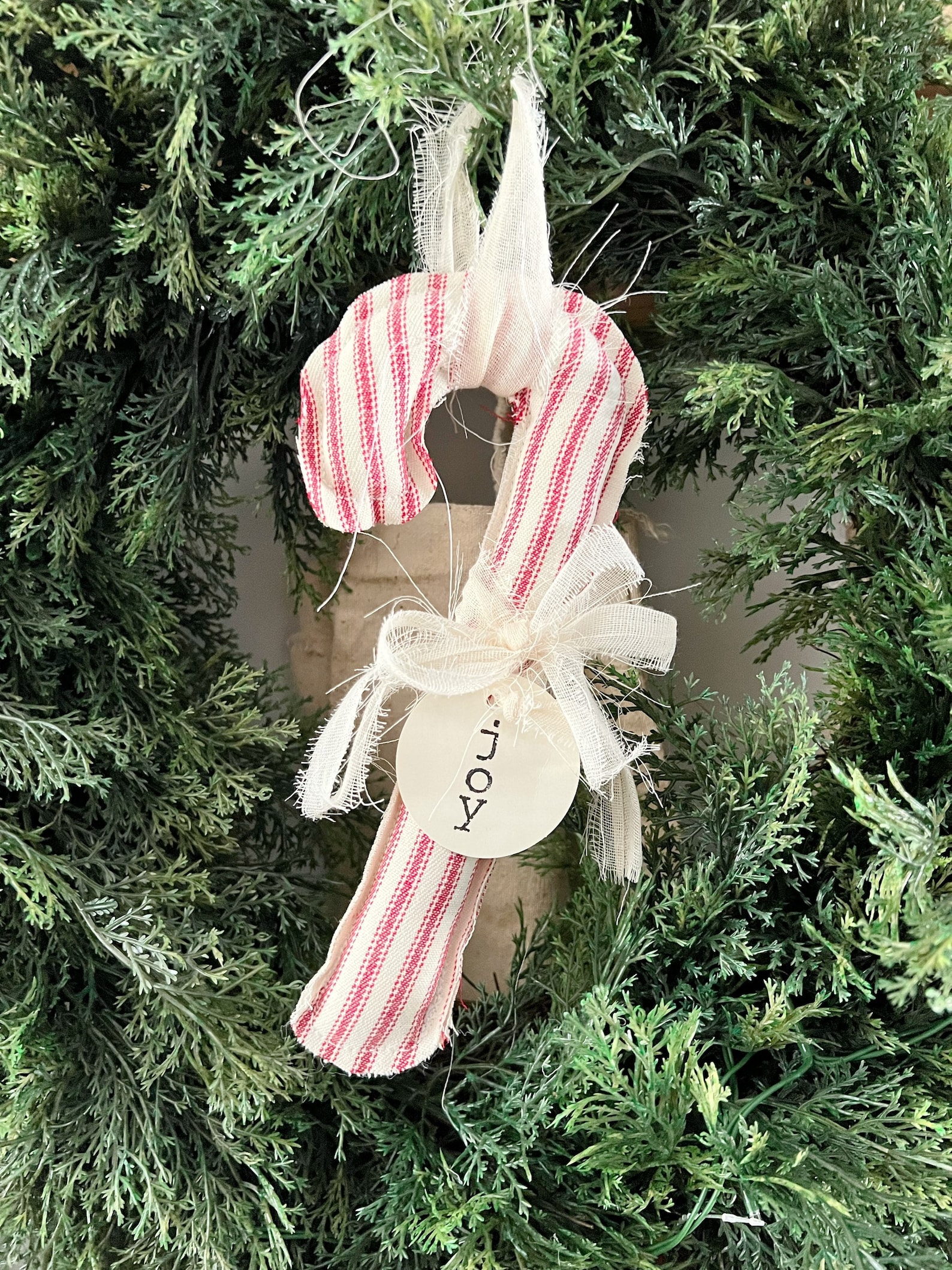 Candy Cane Hanger, Fabric Candy Cane, Joy, Christmas Decor, Peg Rail ...