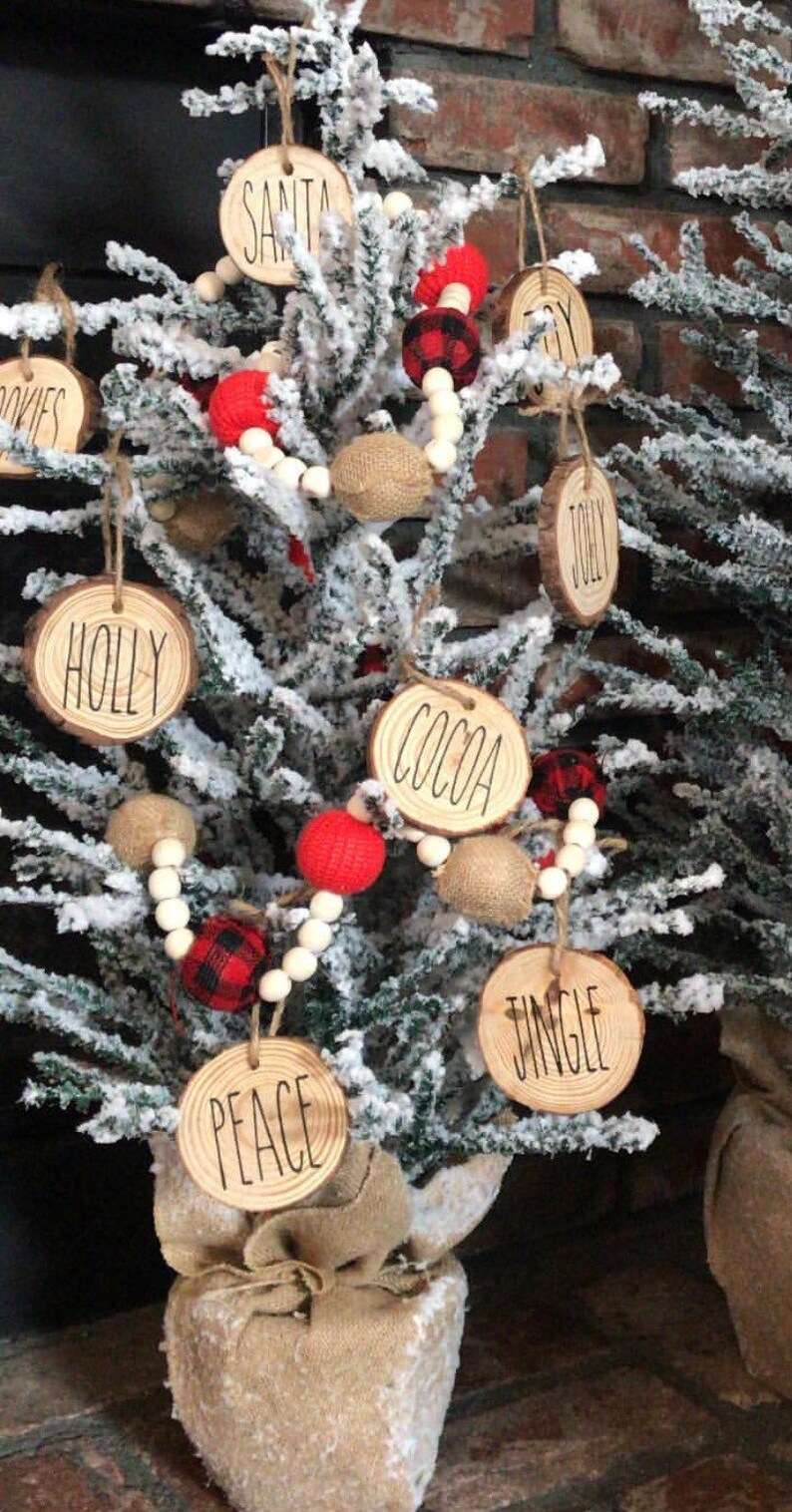 Rae dunn inspired christmas ornaments gift wood slice Etsy