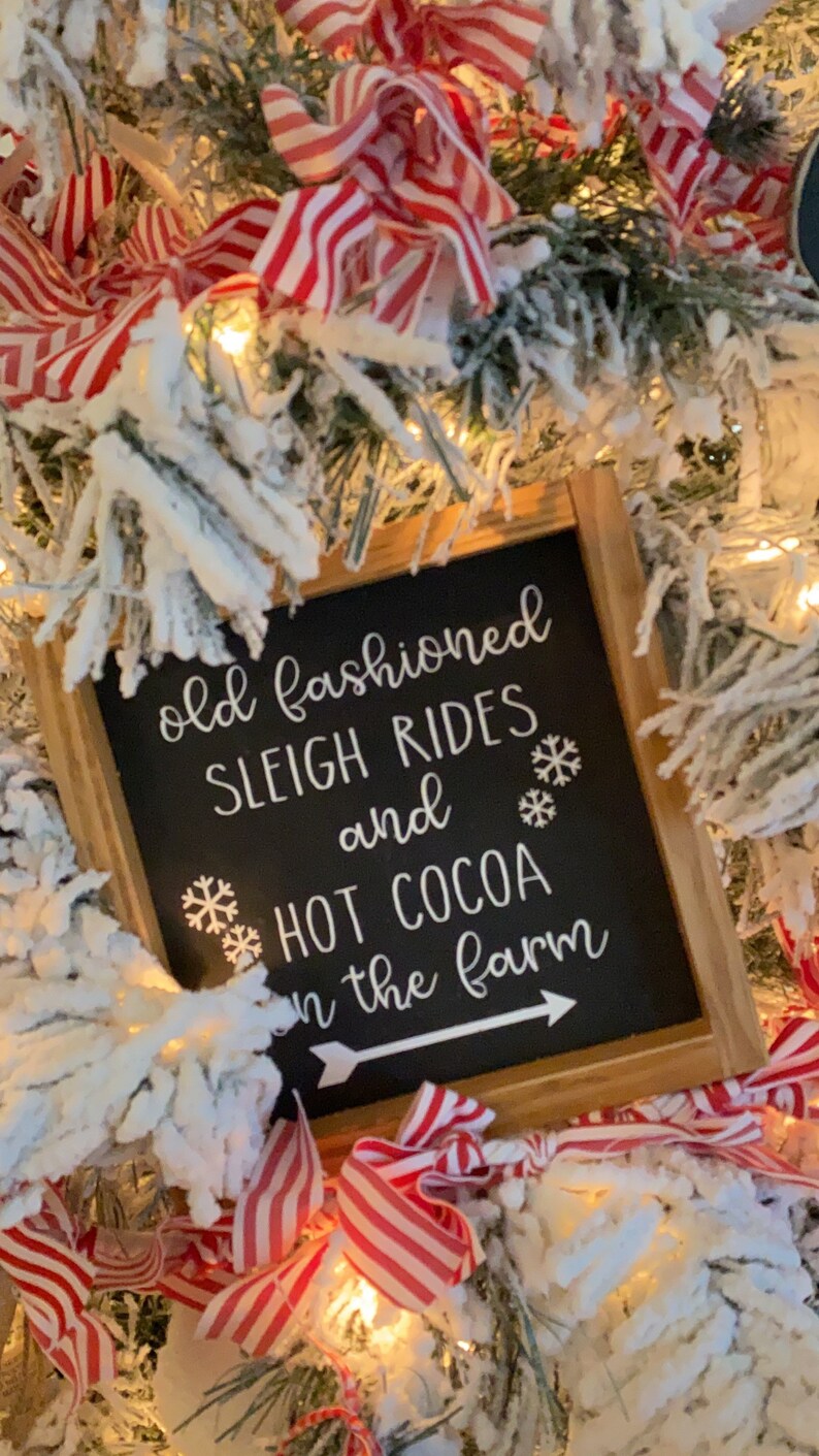 winter sign Old fashioned sleigh rides hot cocoa sign christmas sign