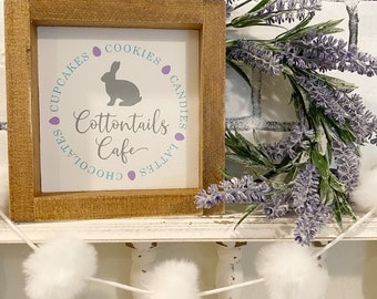 Cottontails café sign, Easter sign, gift. Spring sign, PREORDER