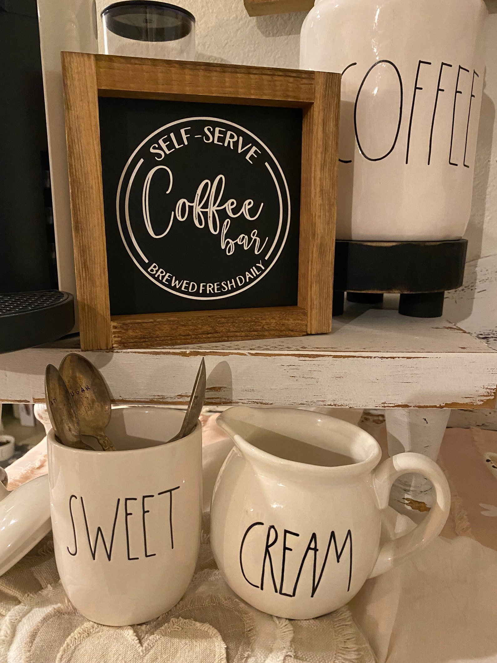 Self Serve Coffee Bar Brewed Fresh Daily Sign Coffee Sign Etsy