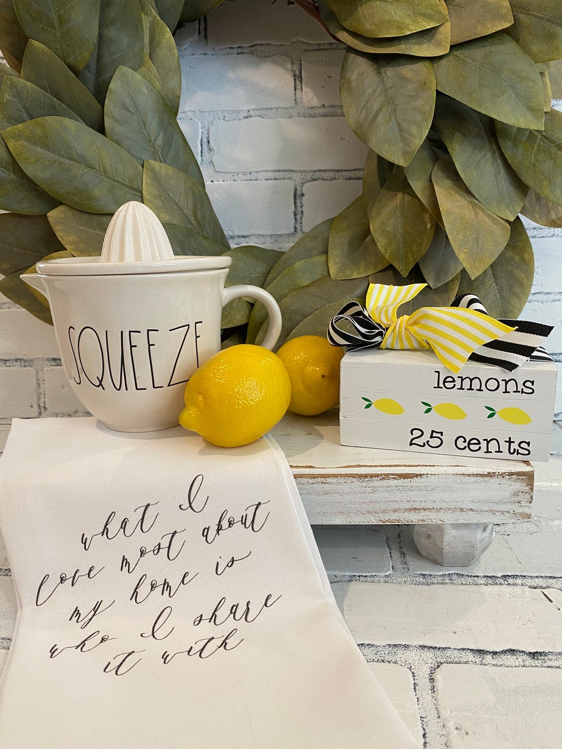 Lemon book set lemons 25 cents faux book set gift kitchen Etsy