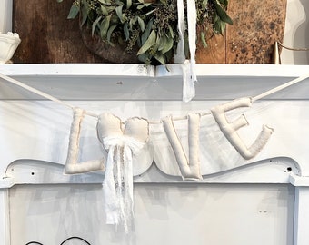 Love banner, fabric love banner, pillow letter banner, Valentine banner, gift, PREORDER