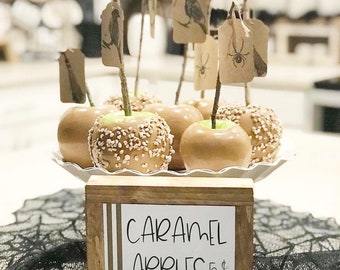 Caramel apples five cents, Halloween sign, fall sign, apple sign, gift