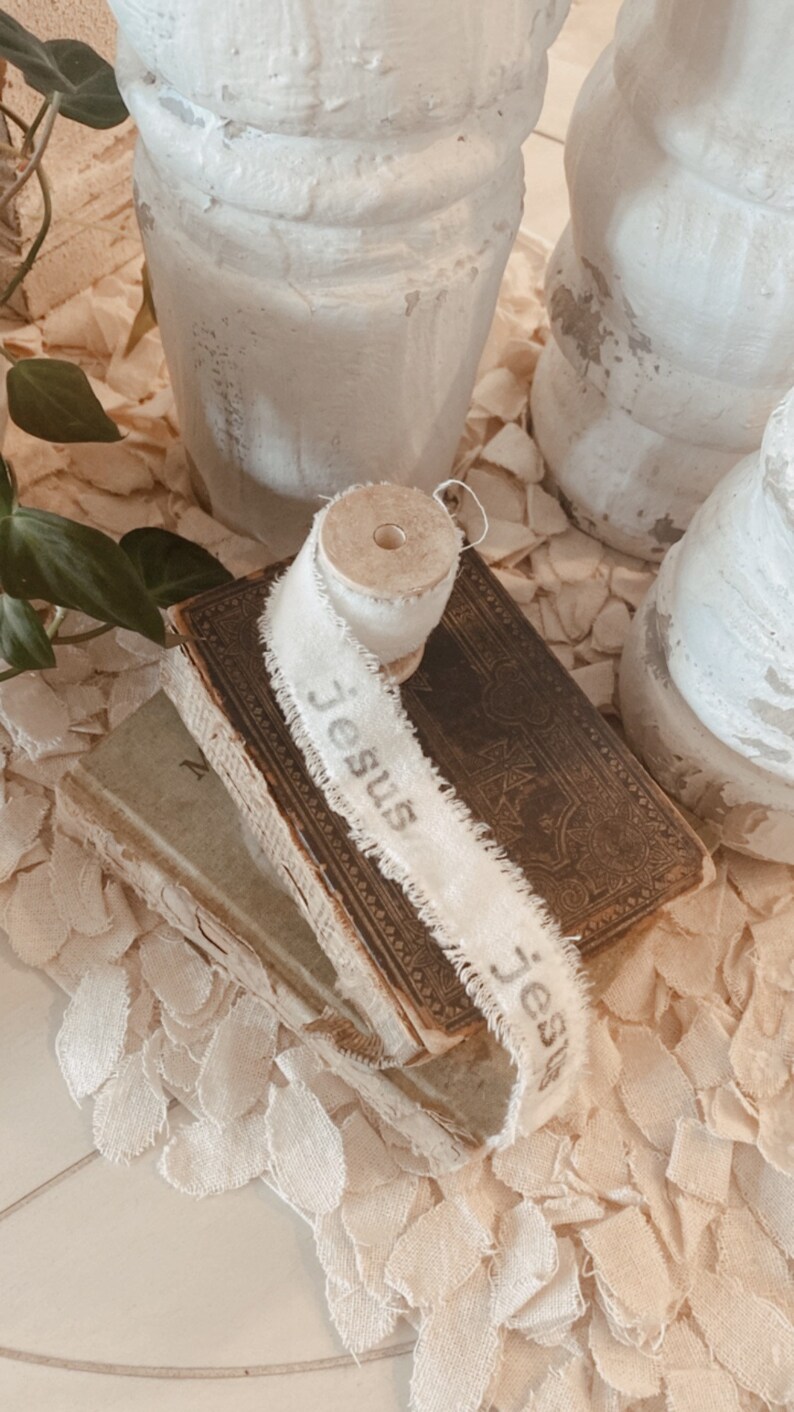 Jesus Stamped Ribbon on Spool Easter Decor Primitive Easter - Etsy