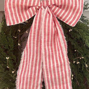 puffy bow, decorative puffy bow, holiday bow, red & white striped bow, Christmas puffy bow, bow, gift, PREORDER